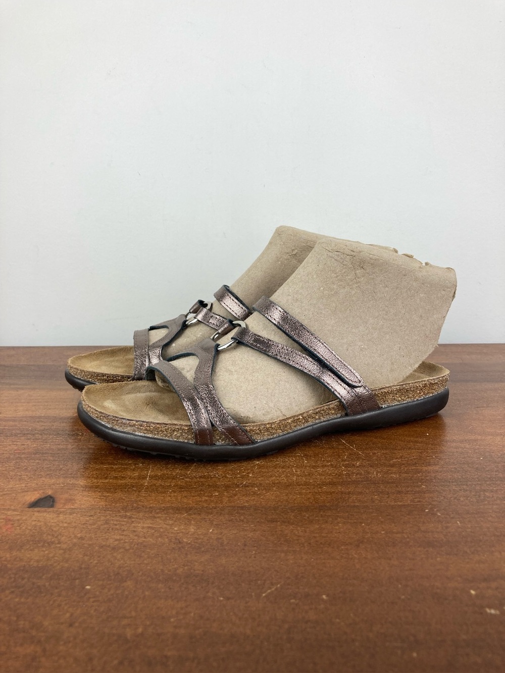 NAOT Carmen Metallic Bronze Leather Slide Sandals Size 38 Women’s 7.